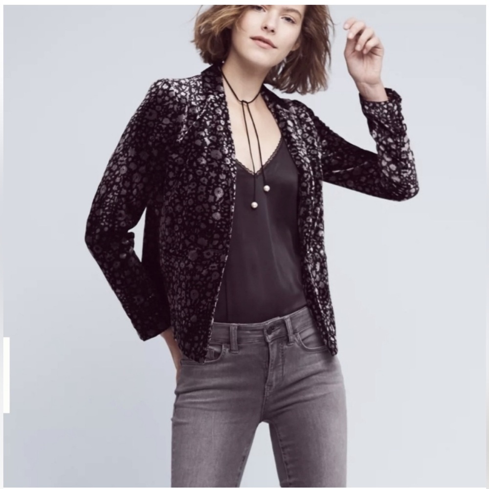 Anthropologie- Elevenses Velvet Blazer